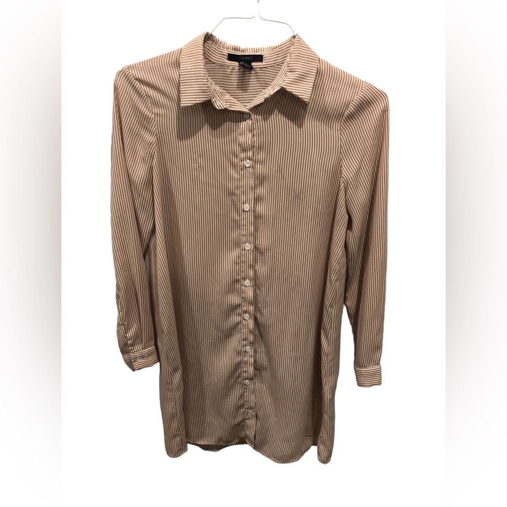 Forever 21 small oversized tunic night dress button down with slight stain tan